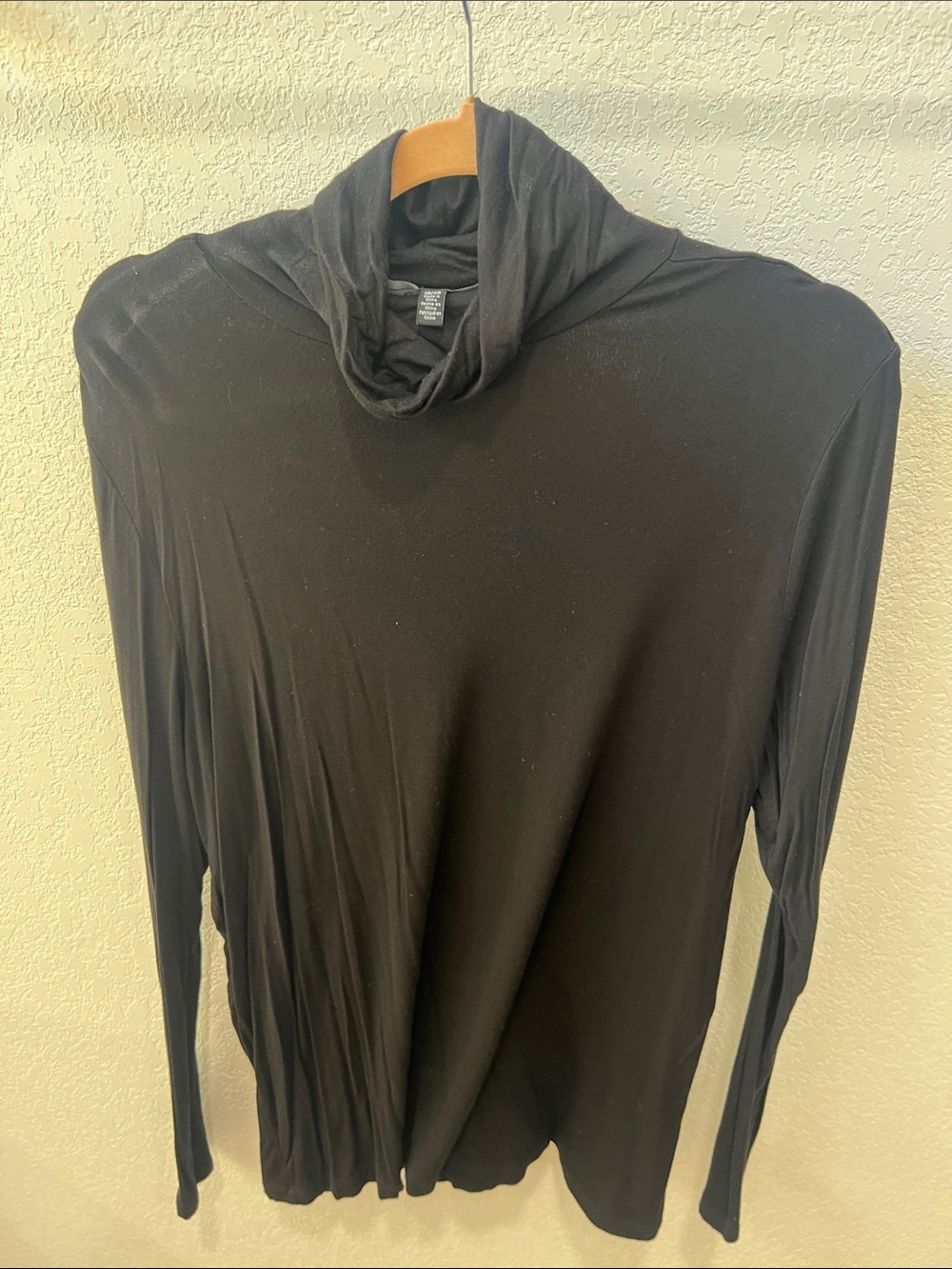 Eloquii Black Long-Sleeve Draped Neck Tee